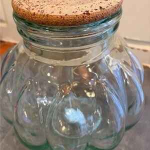Glass Storage Jar with Cork Lid. Big pumpkin shaped gorgeous jar.